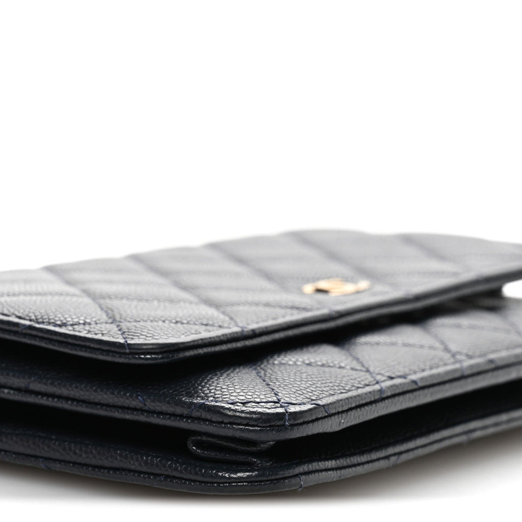 Chanel Caviar Quilted Wallet on Chain WOC Navy Blue