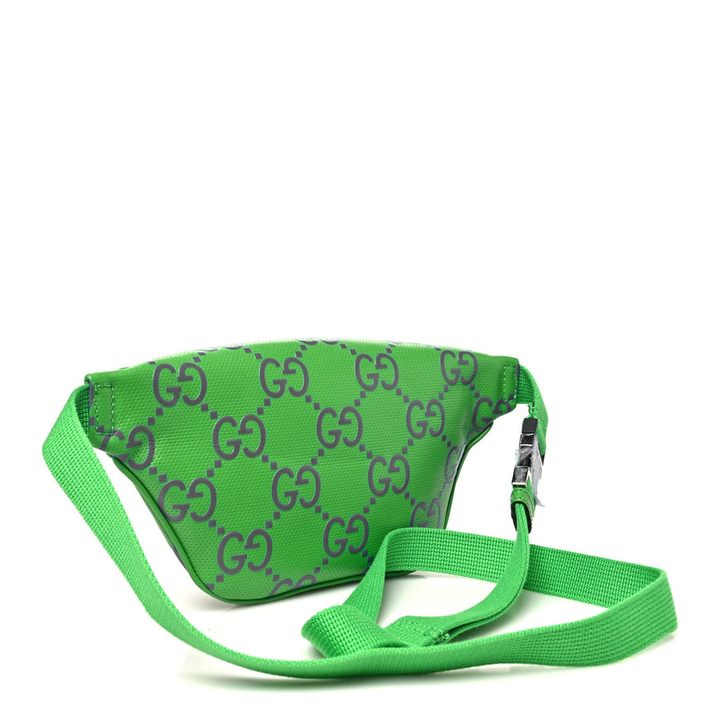 Gucci Calfskin GG Tennis Bi-Color Embossed Belt Bag Joy Green Joy Blue