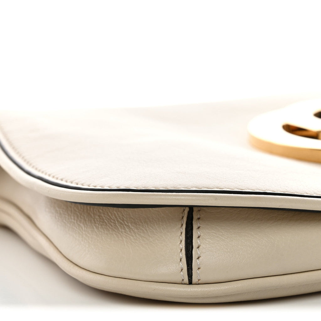 Gucci Roxy Calfskin Blondie Chain Shoulder Flap Bag Mystic White