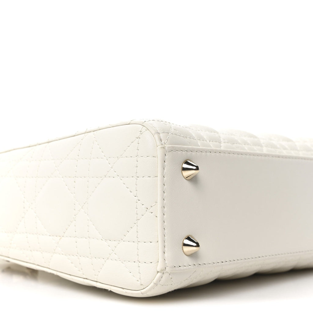 Christian Dior Lambskin Cannage Small My ABCDior Lady Dior White
