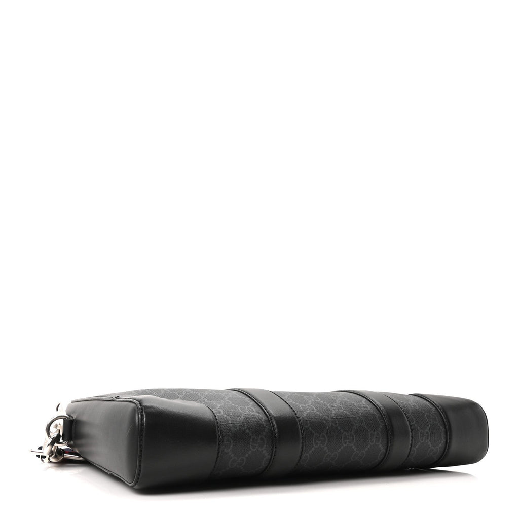 Gucci GG Supreme Monogram Appia Calfskin Web Briefcase Black