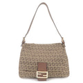 FENDI Zucchino Canvas Leather Mamma Bagutte Shoulder Bag 8BR001
