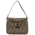 FENDI Zucca Canvas Leather Shoulder Bag Khaki Brown Black 26426