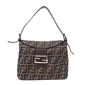 FENDI Zucca Canvas Leather Shoulder Bag Brown Black 26426