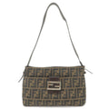 FENDI Zucca Canvas Leather Shoulder Bag Khaki Black 2656090
