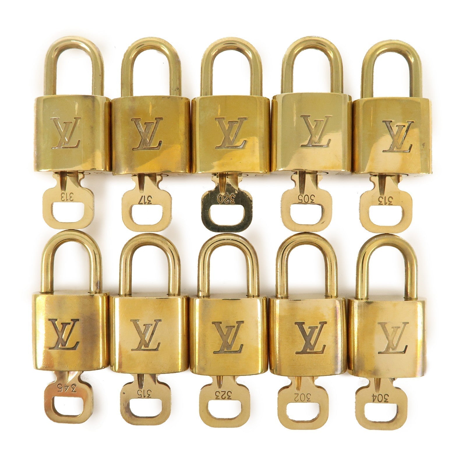 Louis Vuitton Set of 10 Lock & Key Cadena Key Lock Gold