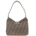 FENDI Zucca Canvas Leather Shoulder Bag Brown Black 83156960981