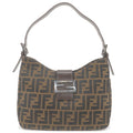 FENDI Zucca Canvas Leather Shoulder Bag Brown Black 8BR036