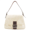 FENDI Zucca Mamma Baguette Canvas Leather Shoulder Bag Beige 26325