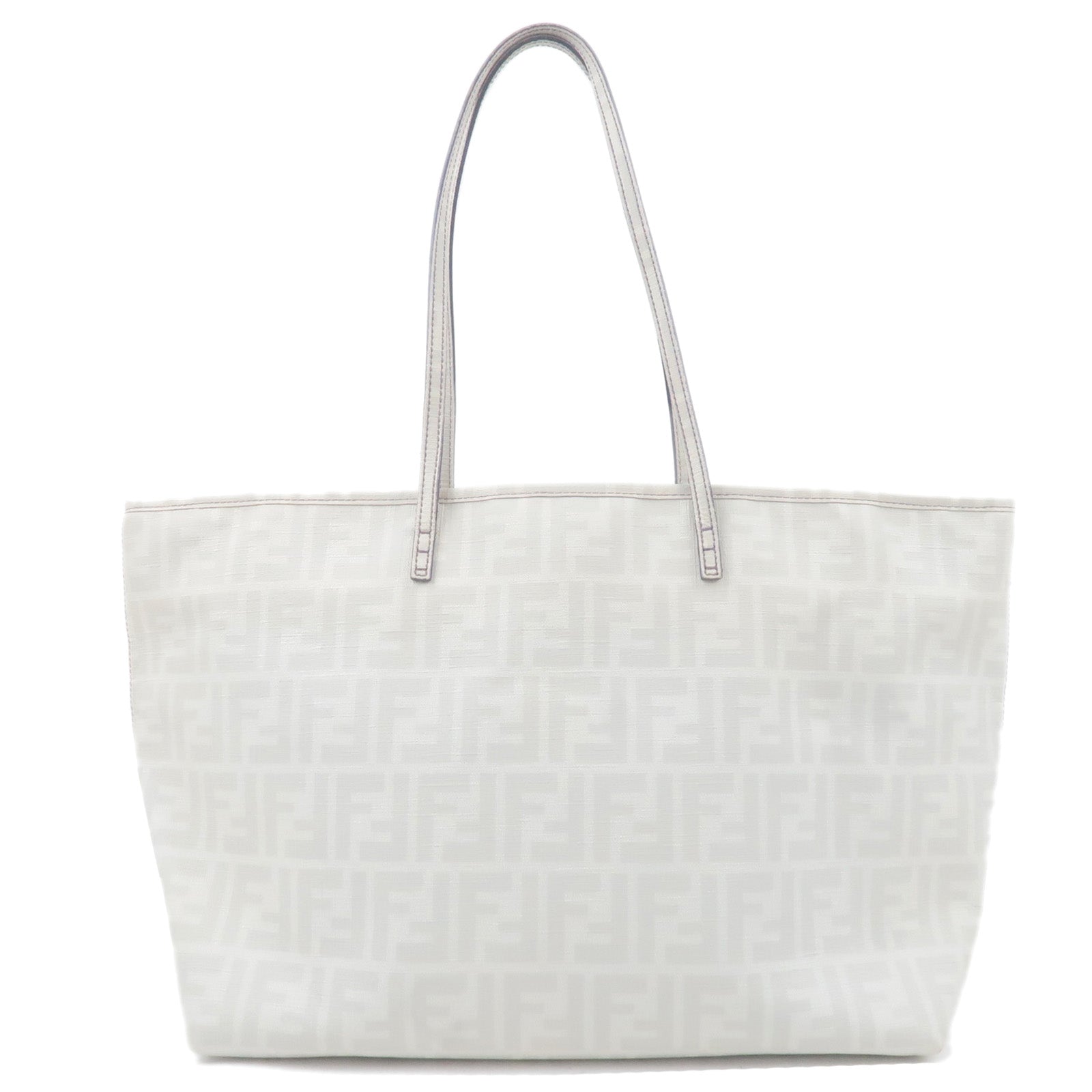 FENDI PVC Zucca Logo Tote Bag White 8BH185