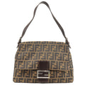 FENDI Zucca Mamma Baguette Shoulder Bag Beige Brown 26325