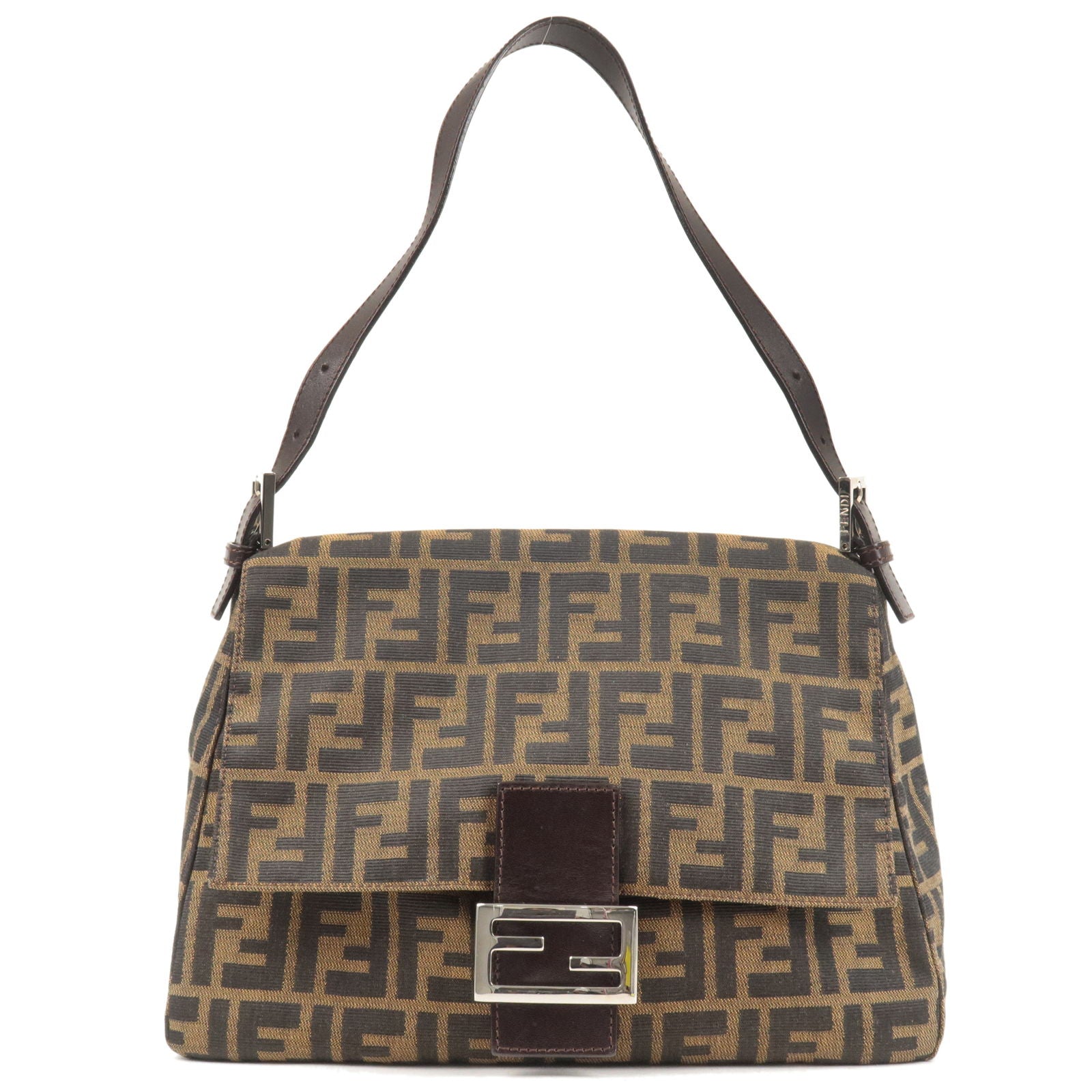 FENDI Zucca Mamma Baguette Shoulder Bag Beige Brown 26325