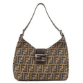 FENDI Zucca Canvas Leather Shoulder Bag Khaki Brown Black 26569