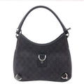GUCCI Abbey GG Denim Leather Shoulder Bag Hand Bag Black 268637