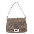 FENDI Zucca Canvas Leather Mamma Baguette Bag Brown 26325