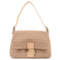 FENDI Zucchino Mamma Baguette Canvas Leather Shoulder Bag 8BR001