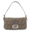 FENDI Zucca Mamma Baguette Canvas Leather Shoulder Bag Brown 26424