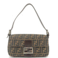 FENDI Zucca Canvas Leather Mamma Baguette Bag Khaki Brown 33492