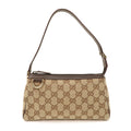 GUCCI Abbey GG Canvas Hand Bag Pouch Beige Brown 145750