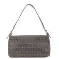 FENDI Zucchino Canvas Leather Shoulder Bag Brown 8BR042