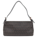 FENDI Zucchino Canvas Leather Shoulder Bag Brown Black 8BR042