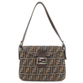 FENDI Zucca Canvas Leather Shoulder Bag Brown Black khaki