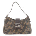 FENDI Zucca Canvas Leather Shoulder Bag Khaki Black 0916115002