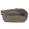 FENDI Zucchino Canvas Leather Shoulder Bag Beige Brown 8BR324