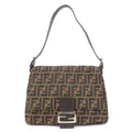 FENDI Zucca Mamma Baguette Canvas Leather Shoulder Bag 26325