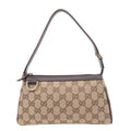 GUCCI Abbey GG Canvas Leather Pouch Beige Brown 145750