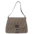 FENDI Zucca Canvas Leather Mamma Baguette Bag Brown 26325