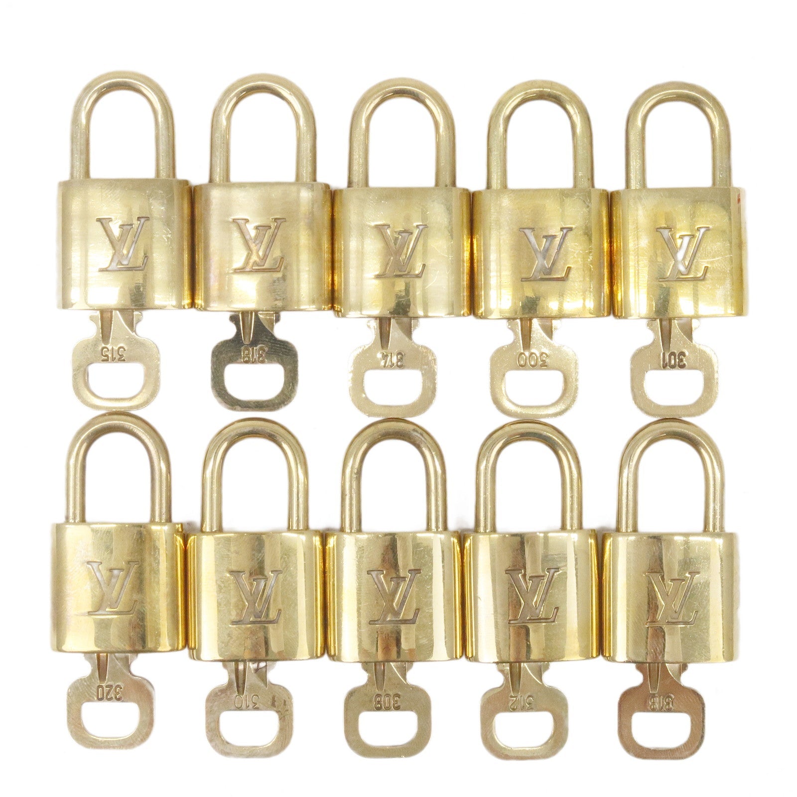 Louis Vuitton Set of 10 Lock & Key Cadena Key Lock Gold