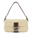 FENDI Zucca Canvas Leather Mamma Baguette Bag Beige 26424