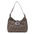 FENDI Zucca Canvas Leather Shoulder Bag Brown Black 26569