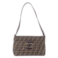 FENDI Zucca Canvas Leather Shoulder Bag Khaki Black Brown 26566