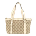 GUCCI Abbey GG Canvas Leather Hand Bag Beige Ivory 141471