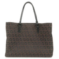 FENDI Zucchino Canvas Leather Hand Bag Mini Bag Brown 8BH018