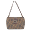 FENDI Zucca Canvas Leather Shoulder Bag Brown Black 26728