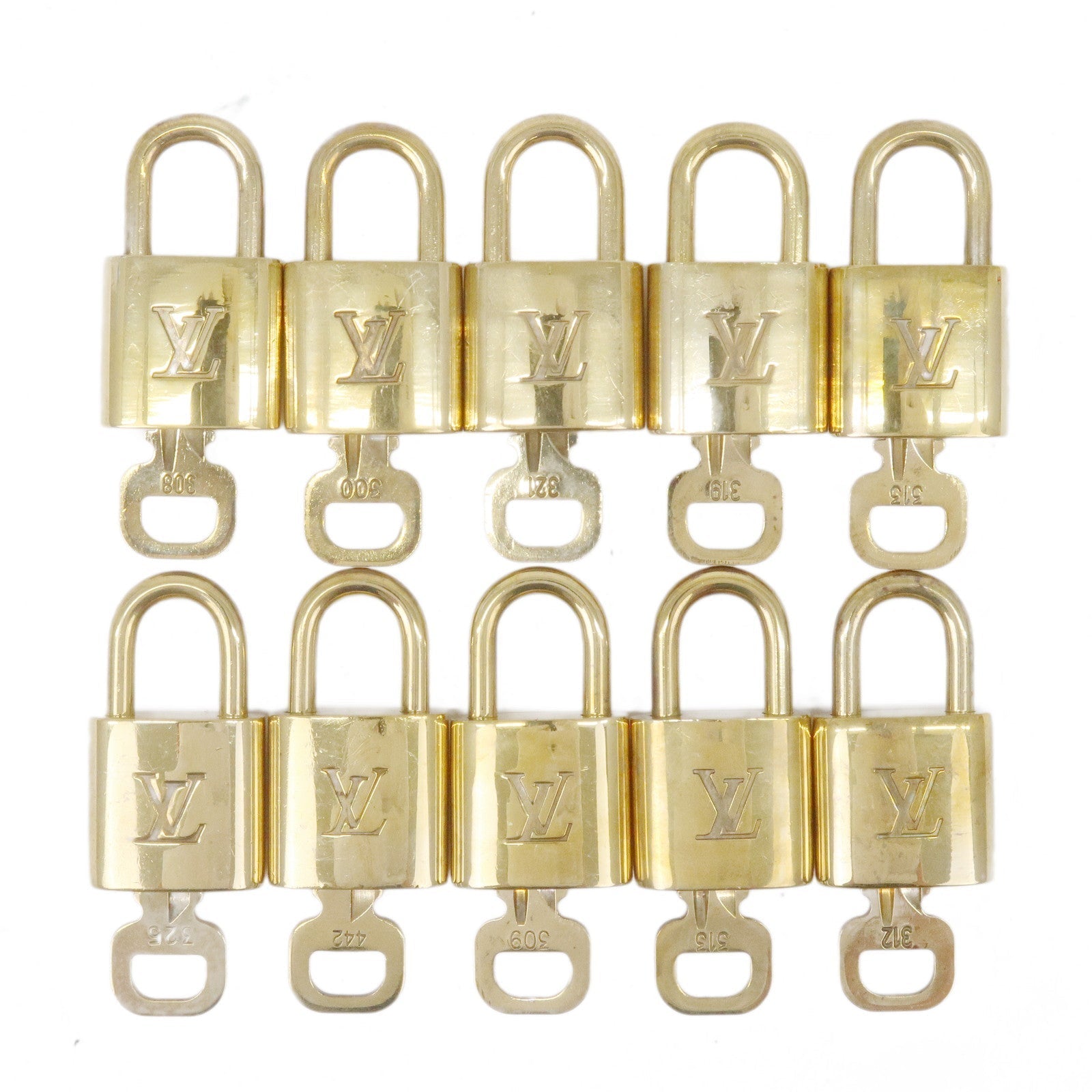 Louis Vuitton Set of 10 Lock & Key Cadena Key Lock Gold