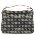 FENDI Zucchino Canvas Leather Hand Bag Black Gray Pink 8N0005