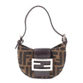 FENDI Zucca Canvas Leather Pouch Mini Bag Brown Black 26673
