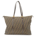 FENDI Zucca Canvas Leather Shoulder Bag Brown Black 26574