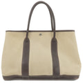 HERMES Canvas Leather Garden Party PM Tote Bag Beige G Stamp