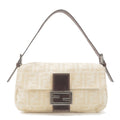 FENDI Zucca Canvas Leather Mamma Baguette Bag Beige Brown 26424