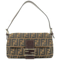 FENDI Zucca Canvas Leather Mamma Baguette Bag Brown 26424