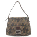 FENDI Zucca Mamma Baguette Canvas Leather Shoulder Bag 26325