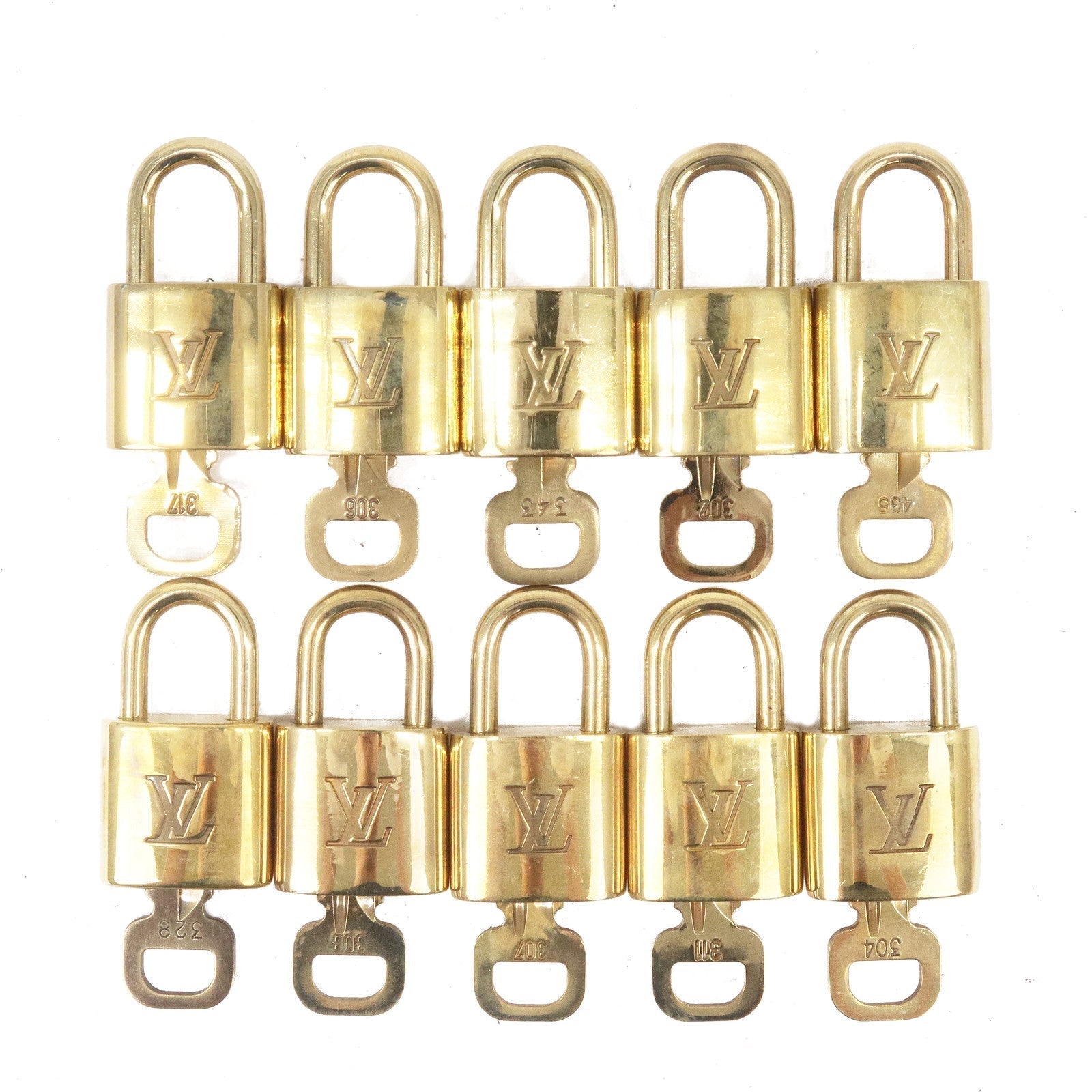 Louis Vuitton Set of 10 Lock & Key Cadena Key Lock Gold