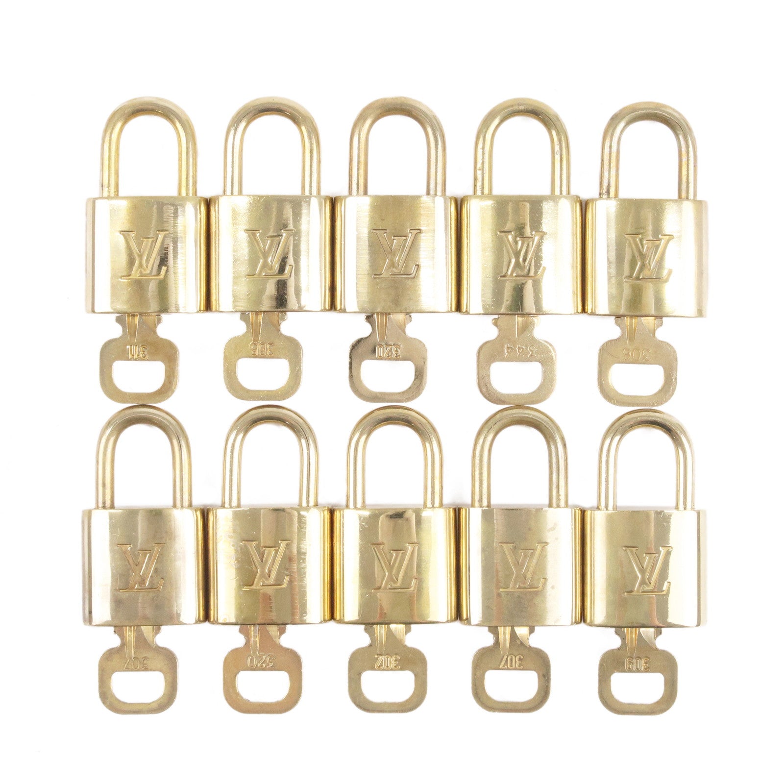 Louis Vuitton Set of 10 Lock & Key Cadena Key Lock Gold