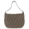 FENDI Zucca Canvas Leather Shoulder Bag Brown 0915886991