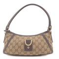 GUCCI Abbey GG Canvas Leather Pouch Hand Back Beige 130939